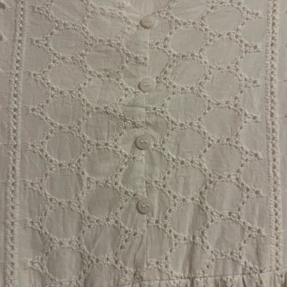 Cal Style Boho Cream Eyelet Maxi Dress 3/4 Sleeves Size Large - Picture 4 of 9